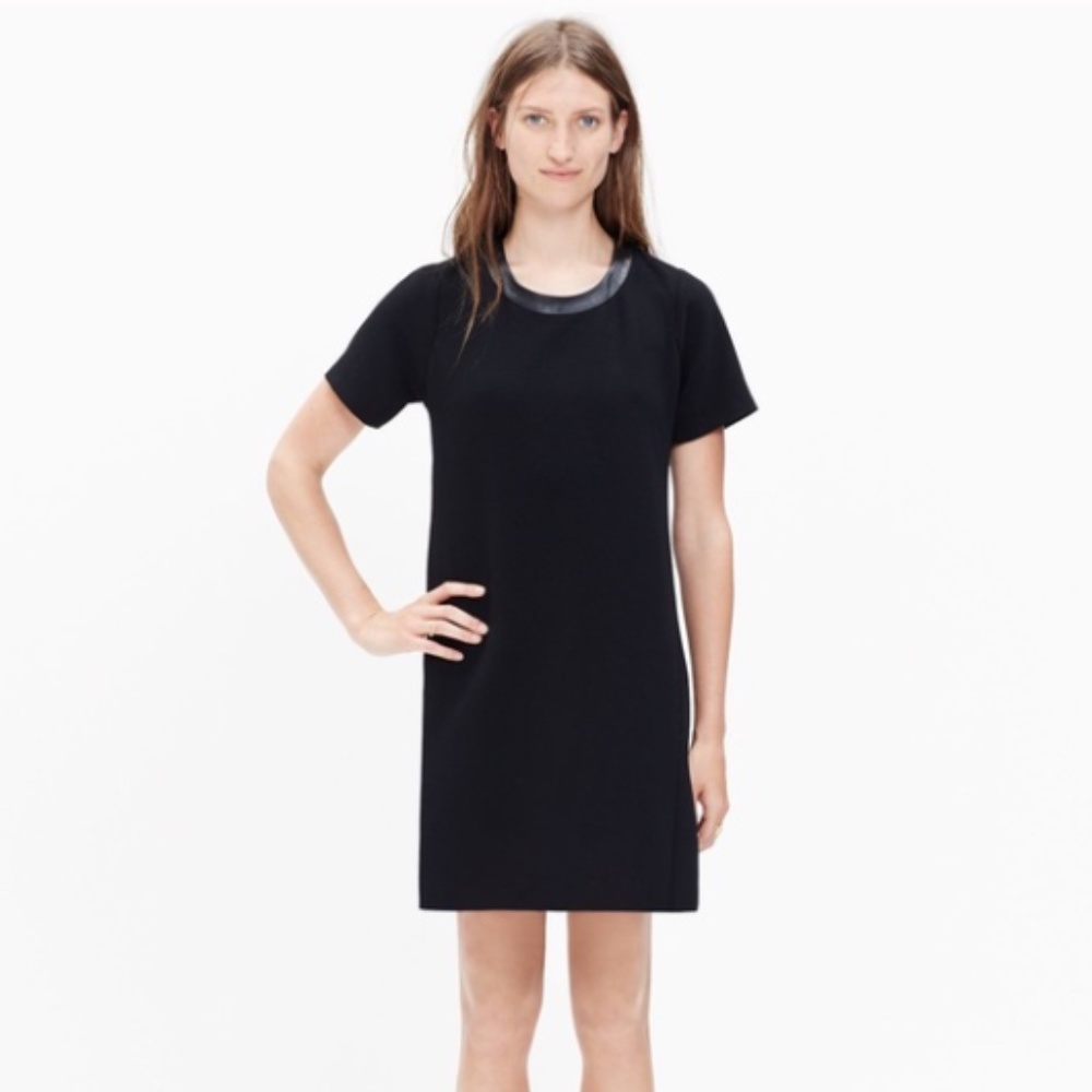 Madewell Leather‎ Trim neckline Dress Sz Small - Picture 2 of 8